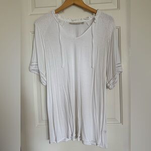 Sejour white tie-neck boho tee